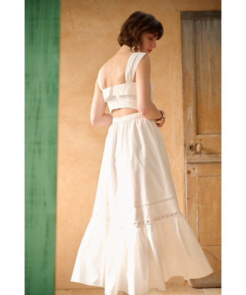 Estella.K(エステラケー)の「Rebecca Sheer Tape Dress レーステープスウィッチングドレス(ワンピース・レディース・オフホワイト/オレンジ/ブルー/ピンク系その他・FREE)」の9枚目の写真