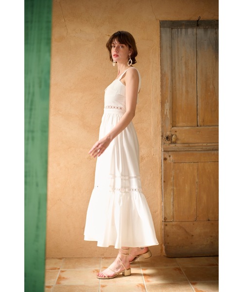 Estella.K(エステラケー)の「Rebecca Sheer Tape Dress レーステープスウィッチングドレス(ワンピース・レディース・オフホワイト/オレンジ/ブルー/ピンク系その他・FREE)」の7枚目の写真