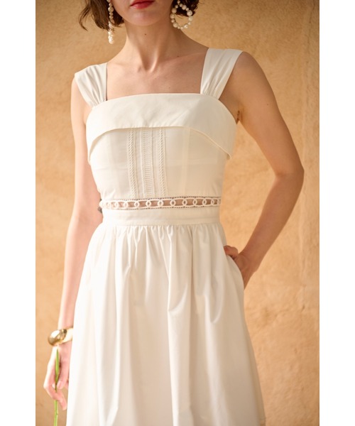 Estella.K(エステラケー)の「Rebecca Sheer Tape Dress レーステープスウィッチングドレス(ワンピース・レディース・オフホワイト/オレンジ/ブルー/ピンク系その他・FREE)」の10枚目の写真