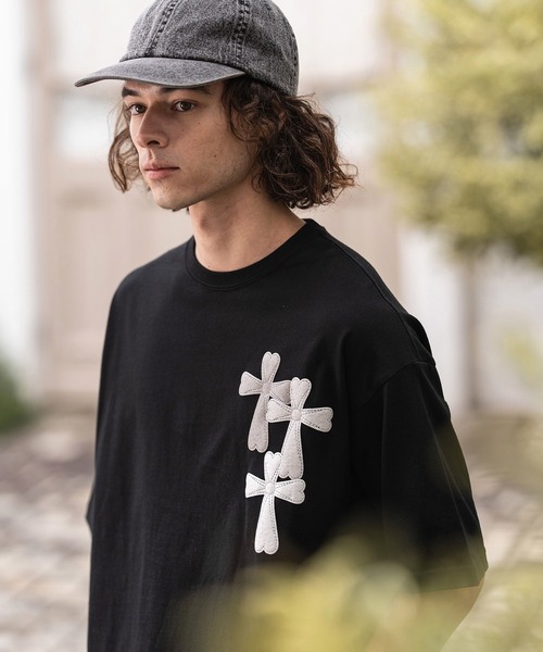 CAMBIO（カンビオ）の「mt10416- ビッグシルエットプリントT（Cross Hearts） Tシャツ(2601129MCB)（Tシャツ/カットソー・メンズ・ホワイト/ミックスグレー/ブラック・XL/L/M/S）」の9枚目の写真