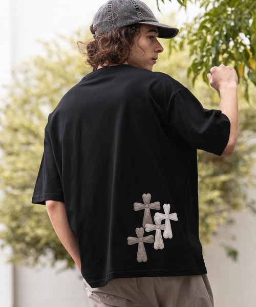 CAMBIO（カンビオ）の「mt10416- ビッグシルエットプリントT（Cross Hearts） Tシャツ(2601129MCB)（Tシャツ/カットソー・メンズ・ホワイト/ミックスグレー/ブラック・XL/L/M/S）」の10枚目の写真