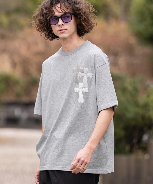 CAMBIO（カンビオ）の「mt10416- ビッグシルエットプリントT（Cross Hearts） Tシャツ(2601129MCB)（Tシャツ/カットソー・メンズ・ホワイト/ミックスグレー/ブラック・XL/L/M/S）」の14枚目の写真