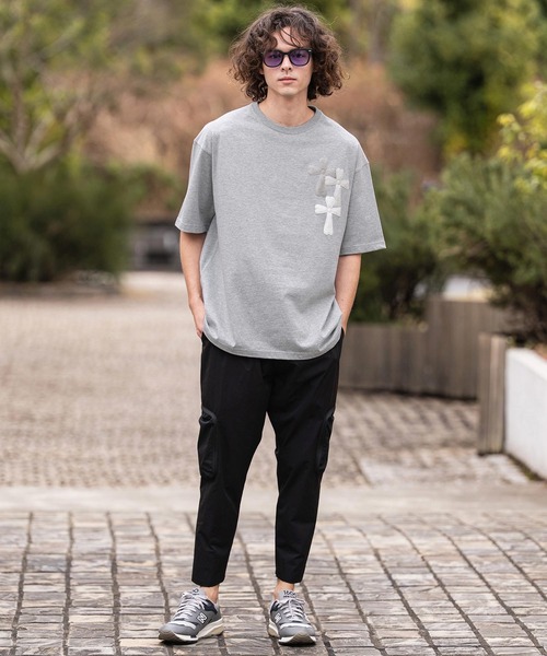 CAMBIO（カンビオ）の「mt10416- ビッグシルエットプリントT（Cross Hearts） Tシャツ(2601129MCB)（Tシャツ/カットソー・メンズ・ホワイト/ミックスグレー/ブラック・XL/L/M/S）」の16枚目の写真