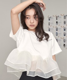 Sheer Peplum Short Sleeve Top｜シアーペプラムショートスリーブトップス