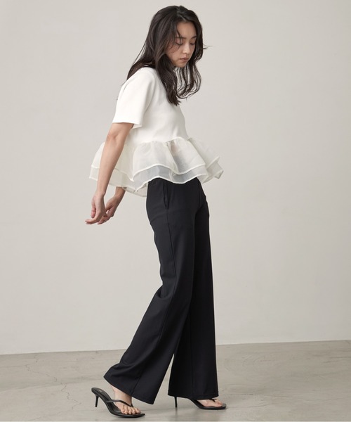 OFROOM(オフルーム)の「Sheer Peplum Short Sleeve Top|シアーペプラムショートスリーブトップス(Tシャツ/カットソー・レディース・ブラック系/グレー系/アイボリー/ブラック/ブラック系1/ホワイト系1/ホワイト系・FREE)」の15枚目の写真