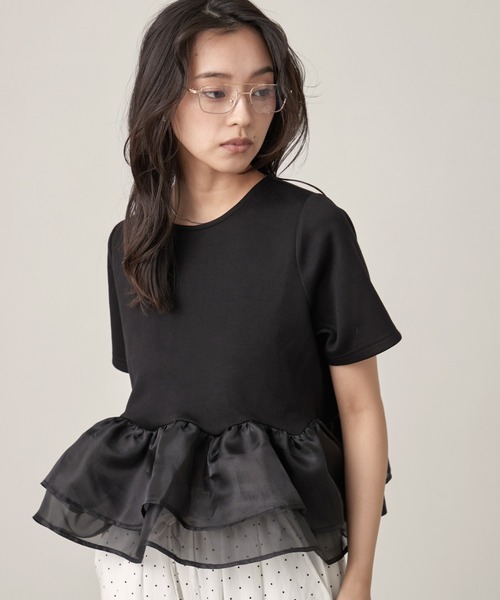 OFROOM(オフルーム)の「Sheer Peplum Short Sleeve Top|シアーペプラムショートスリーブトップス(Tシャツ/カットソー・レディース・ブラック系/グレー系/アイボリー/ブラック/ブラック系1/ホワイト系1/ホワイト系・FREE)」の20枚目の写真