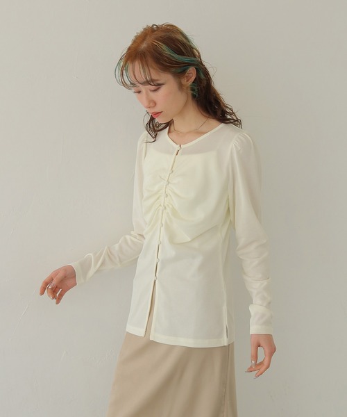 CLEIO（クレイオ）の「【CLEIO】ショルダーパフデザイントップス SHOULDER PUFF DESIGN TOPS（Tシャツ/カットソー・レディース・ホワイト系その他/モカ・FREE）」の5枚目の写真