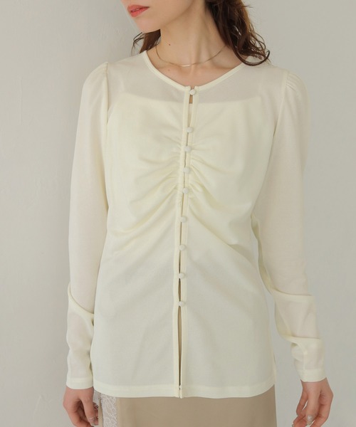 CLEIO（クレイオ）の「【CLEIO】ショルダーパフデザイントップス SHOULDER PUFF DESIGN TOPS（Tシャツ/カットソー・レディース・ホワイト系その他/モカ・FREE）」の7枚目の写真