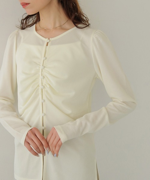 CLEIO（クレイオ）の「【CLEIO】ショルダーパフデザイントップス SHOULDER PUFF DESIGN TOPS（Tシャツ/カットソー・レディース・ホワイト系その他/モカ・FREE）」の8枚目の写真