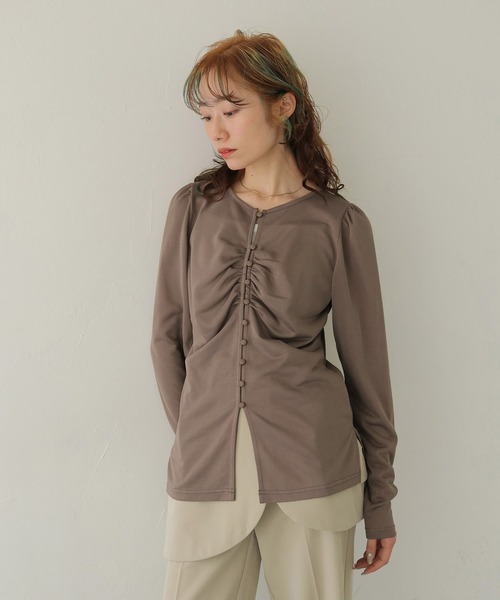 CLEIO（クレイオ）の「【CLEIO】ショルダーパフデザイントップス SHOULDER PUFF DESIGN TOPS（Tシャツ/カットソー・レディース・ホワイト系その他/モカ・FREE）」の15枚目の写真