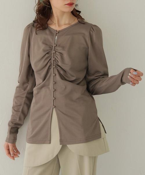 CLEIO（クレイオ）の「【CLEIO】ショルダーパフデザイントップス SHOULDER PUFF DESIGN TOPS（Tシャツ/カットソー・レディース・ホワイト系その他/モカ・FREE）」の16枚目の写真