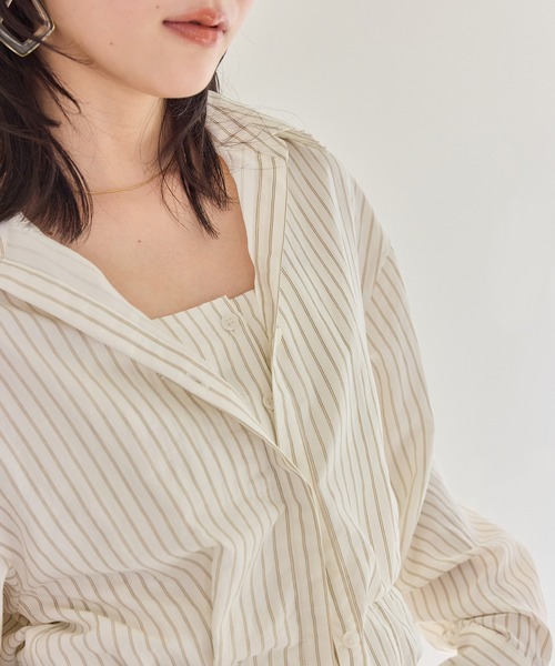 VIS(ビス)の「レイヤードストライプシャツ(シャツ/ブラウス・レディース・ホワイト/オフホワイト・FREE)」の13枚目の写真