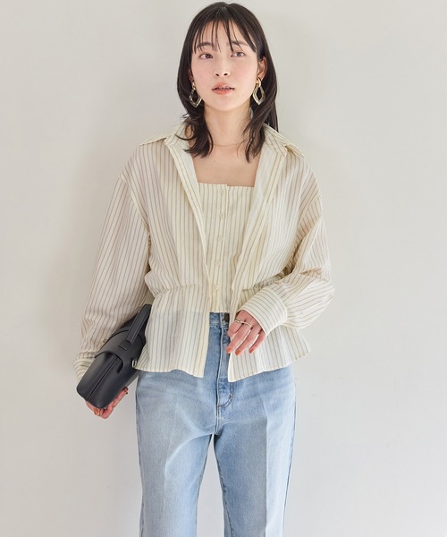 VIS(ビス)の「レイヤードストライプシャツ(シャツ/ブラウス・レディース・ホワイト/オフホワイト・FREE)」の16枚目の写真