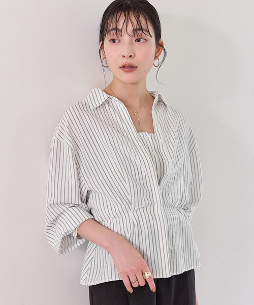 VIS(ビス)の「レイヤードストライプシャツ(シャツ/ブラウス・レディース・ホワイト/オフホワイト・FREE)」の18枚目の写真