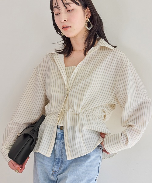 VIS(ビス)の「レイヤードストライプシャツ(シャツ/ブラウス・レディース・ホワイト/オフホワイト・FREE)」の14枚目の写真