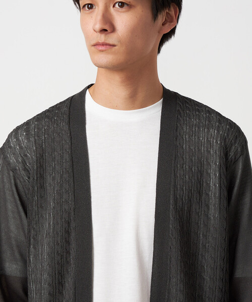 COMME CA ISM(コムサイズム)の「【セットアイテム】リネンライクケーブル ボタンレスカーディガン+T/C天竺Tシャツ(カーディガン/ボレロ・メンズ・ブルー/チャコール・LARGE/MEDIUM)」の13枚目の写真