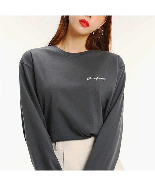 GRANFINNY（グランフィニ）の「ロングスリーブデイリー刺繍長袖Tシャツ GFLT03（Tシャツ/カットソー・レディース・ホワイト/ブラック/スカイブルー/オリーブ/チャコールグレー・MEDIUM/LARGE/X-LARGE/XX-LARGE）」の3枚目の写真