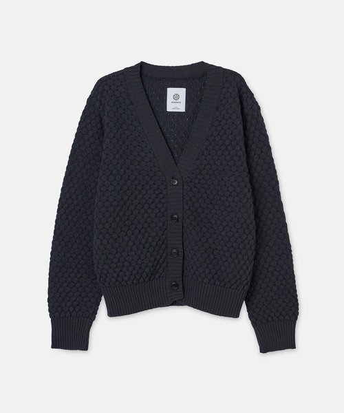 SEAGREEN(シーグリーン)の「SEAGREEN(シーグリーン) PAPER WAFFLE CARDIGAN(カーディガン/ボレロ・レディース・ホワイト/ネイビー・2/1)」の2枚目の写真