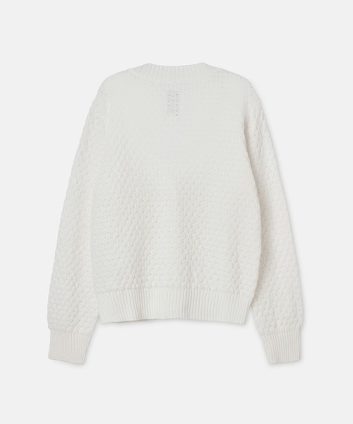SEAGREEN(シーグリーン)の「SEAGREEN(シーグリーン) PAPER WAFFLE CARDIGAN(カーディガン/ボレロ・レディース・ホワイト/ネイビー・2/1)」の3枚目の写真