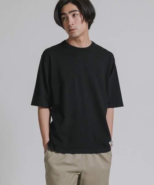 JOHN SMEDLEY(ジョンスメドレー)の「JOHN SMEDLEY/ジョンスメドレー TINDALL MENS T-SHIRT CN SS ウェルトヘム 半袖 コットンニットTシャツ 2026年 夏 夏服(Tシャツ/カットソー・メンズ・ブラック・M/L/XL)」の7枚目の写真