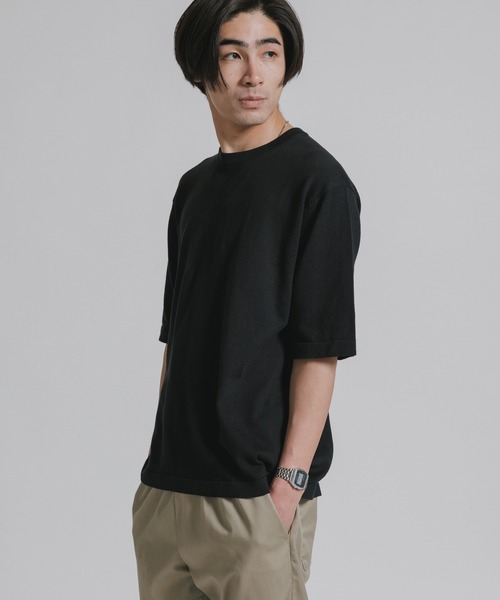 JOHN SMEDLEY(ジョンスメドレー)の「JOHN SMEDLEY/ジョンスメドレー TINDALL MENS T-SHIRT CN SS ウェルトヘム 半袖 コットンニットTシャツ 2026年 夏 夏服(Tシャツ/カットソー・メンズ・ブラック・M/L/XL)」の9枚目の写真