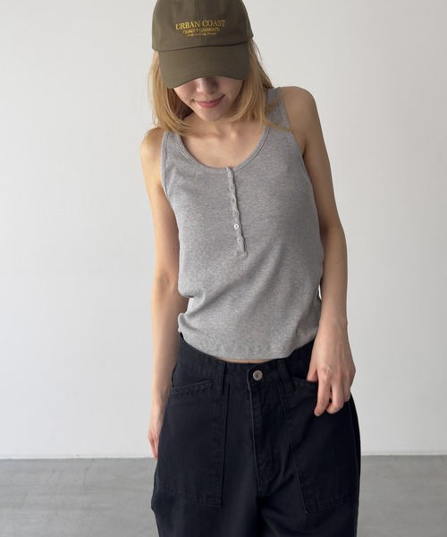 CANAL JEAN(キャナルジーン)の「El mar リブヘンリータンクトップ(タンクトップ・レディース・パープル/ホワイト/グレー・ONE SIZE)」の3枚目の写真