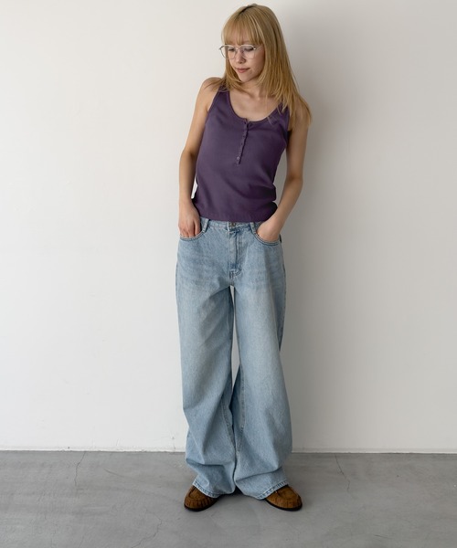 CANAL JEAN(キャナルジーン)の「El mar リブヘンリータンクトップ(タンクトップ・レディース・パープル/ホワイト/グレー・ONE SIZE)」の6枚目の写真