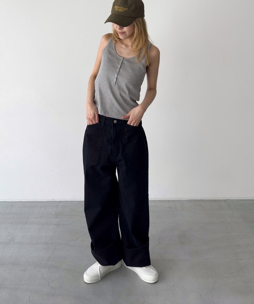 CANAL JEAN(キャナルジーン)の「El mar リブヘンリータンクトップ(タンクトップ・レディース・パープル/ホワイト/グレー・ONE SIZE)」の11枚目の写真