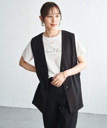 ikka | ノーカラーサイドベルトジレ(ダウンベスト)