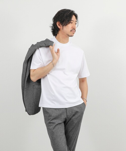 NOLLEY’S(ノーリーズ)の「【BECシリーズ】《ビジカジ対応》超長綿ハイゲージポンチ ジャケットTシャツ 26SS(Tシャツ/カットソー・メンズ・ホワイト/ブラウン/ライトグレー/アイボリー・S/M/L/XL)」の19枚目の写真