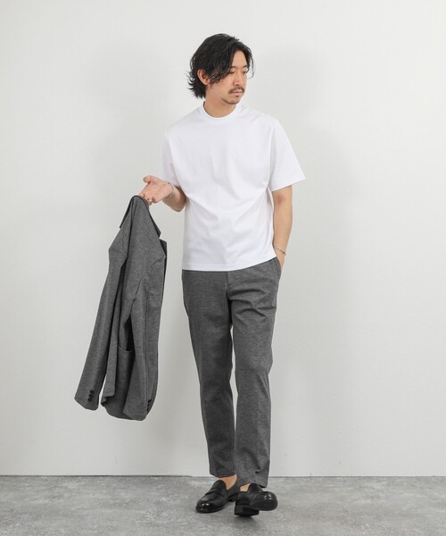 NOLLEY’S(ノーリーズ)の「【BECシリーズ】《ビジカジ対応》超長綿ハイゲージポンチ ジャケットTシャツ 26SS(Tシャツ/カットソー・メンズ・ホワイト/ブラウン/ライトグレー/アイボリー・S/M/L/XL)」の20枚目の写真
