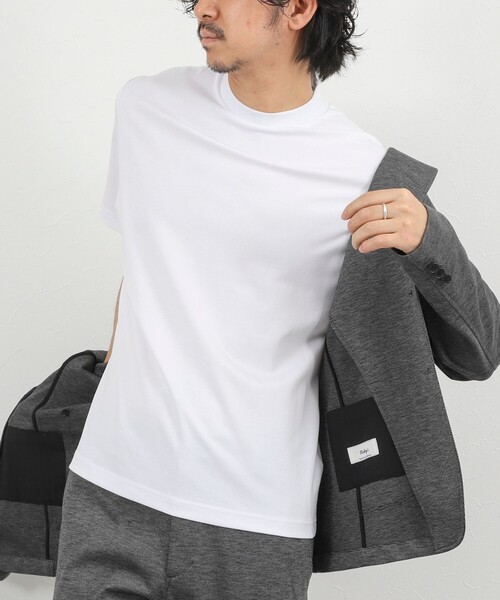 NOLLEY’S(ノーリーズ)の「【BECシリーズ】《ビジカジ対応》超長綿ハイゲージポンチ ジャケットTシャツ 26SS(Tシャツ/カットソー・メンズ・ホワイト/ブラウン/ライトグレー/アイボリー・S/M/L/XL)」の11枚目の写真