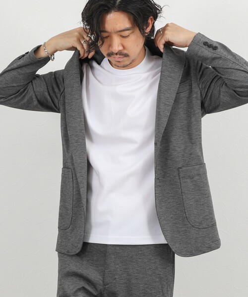 NOLLEY’S(ノーリーズ)の「【BECシリーズ】《ビジカジ対応》超長綿ハイゲージポンチ ジャケットTシャツ 26SS(Tシャツ/カットソー・メンズ・ホワイト/ブラウン/ライトグレー/アイボリー・S/M/L/XL)」の12枚目の写真