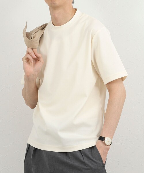 NOLLEY’S(ノーリーズ)の「【BECシリーズ】《ビジカジ対応》超長綿ハイゲージポンチ ジャケットTシャツ 26SS(Tシャツ/カットソー・メンズ・ホワイト/ブラウン/ライトグレー/アイボリー・S/M/L/XL)」の7枚目の写真