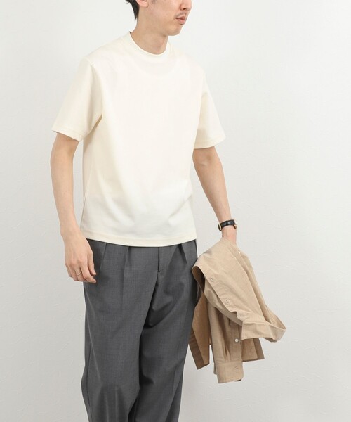 NOLLEY’S(ノーリーズ)の「【BECシリーズ】《ビジカジ対応》超長綿ハイゲージポンチ ジャケットTシャツ 26SS(Tシャツ/カットソー・メンズ・ホワイト/ブラウン/ライトグレー/アイボリー・S/M/L/XL)」の8枚目の写真