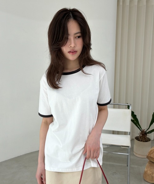 FUULLY STUDIO(フーリィーステューディオ)の「リンガールーズTEE(Tシャツ/カットソー・レディース・オートミール/オフホワイト/ブラック・FREE)」の1枚目の写真