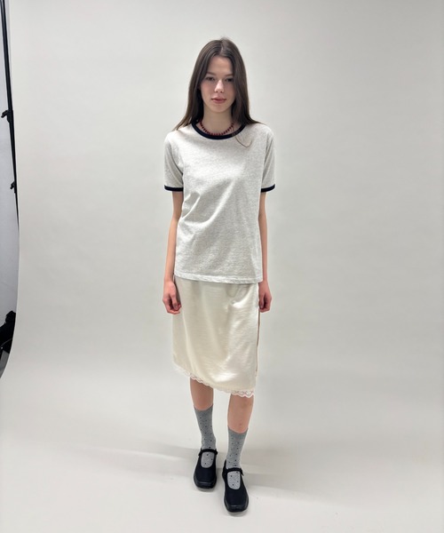 FUULLY STUDIO(フーリィーステューディオ)の「リンガールーズTEE(Tシャツ/カットソー・レディース・オートミール/オフホワイト/ブラック・FREE)」の6枚目の写真