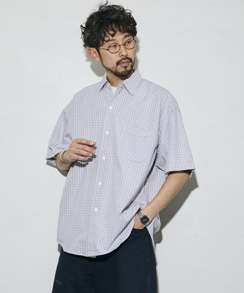 HINSON（ヒンソン）の「HINSON/ヒンソン リラックスフィット ブロードストライプ クレイジーパターン レギュラーカラー ショートスリーブシャツ（シャツ/ブラウス・メンズ・ネイビー/グレー/サックスブルー/その他9・MEDIUM/LARGE）」の2枚目の写真