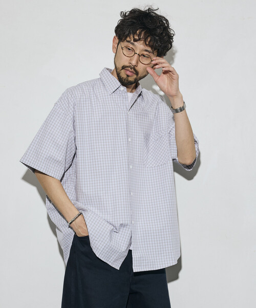 HINSON（ヒンソン）の「HINSON/ヒンソン リラックスフィット ブロードストライプ クレイジーパターン レギュラーカラー ショートスリーブシャツ（シャツ/ブラウス・メンズ・ネイビー/グレー/サックスブルー/その他9・MEDIUM/LARGE）」の6枚目の写真
