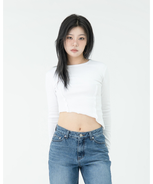 PHOS333(フォースサンサンサン)の「W Diagonal Long Sleeved/White(Tシャツ/カットソー・レディース・その他・FREE)」の1枚目の写真