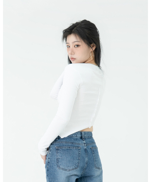 PHOS333(フォースサンサンサン)の「W Diagonal Long Sleeved/White(Tシャツ/カットソー・レディース・その他・FREE)」の9枚目の写真