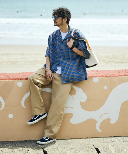 FREAK'S STORE(フリークスストア)の「AUSTRALIAN COTTON オープンカラー チェックシャツ ショートスリーブ/オーストラリアン コットン S/S OC SHT(シャツ/ブラウス・メンズ・ブラック/ベージュ/サックスブルー・LARGE/MEDIUM)」の10枚目の写真
