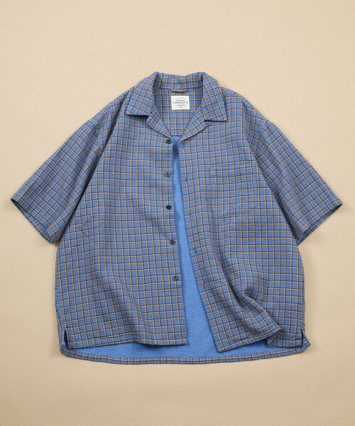 FREAK'S STORE(フリークスストア)の「AUSTRALIAN COTTON オープンカラー チェックシャツ ショートスリーブ/オーストラリアン コットン S/S OC SHT(シャツ/ブラウス・メンズ・ブラック/ベージュ/サックスブルー・LARGE/MEDIUM)」の15枚目の写真