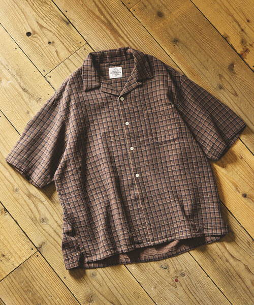 AUSTRALIAN COTTON オープンカラー チェックシャツ ショートスリーブ