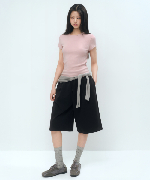 MUSINSA STANDARD WOMAN（ムシンサスタンダードウーマン）の「[クールタンダード] ウィメンズ ワン タック バミューダ スウェットパンツ [ブラック]（その他パンツ・レディース・その他・X-SMALL/SMALL/MEDIUM/LARGE）」の10枚目の写真