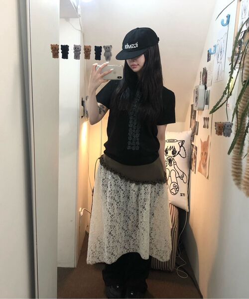 ITZAVIBE（イッザバイブ）の「FLOWER CROSS SLIM T SHIRT - BLACK（Tシャツ/カットソー・レディース・その他・FREE）」の7枚目の写真