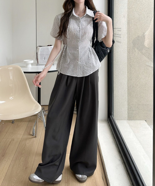 Ada.(エイダ)の「レトロガーリー サイドリボン ギンガムチェック シャツ(シャツ/ブラウス・レディース・ホワイト/ピンク/ベージュ/ブルー・FREE)」の22枚目の写真