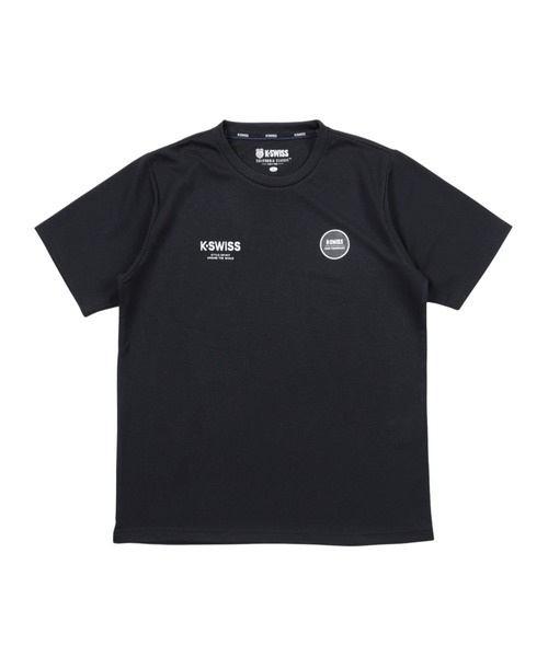 K-SWISS(ケースイス)の「【K-SWISS/ケースイス】ドライワッフルプリントクルーTシャツ/クルーネック 吸汗速乾 ストレッチ スポーツ カジュアル 春夏(Tシャツ/カットソー・メンズ・ブラック/ブルー/ネイビー・X-LARGE/LARGE/MEDIUM)」の4枚目の写真