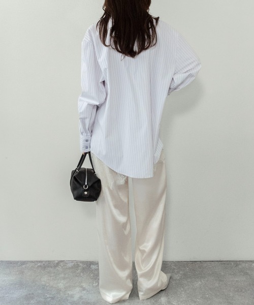 on:nue（オンニュ）の「【on:nue】[着用動画あり！/2色展開/2サイズ展開] サテンレースラップパンツ/2026 SS COLLECTION（その他パンツ・レディース・ブラック/アイボリー・MEDIUM/SMALL）」の6枚目の写真