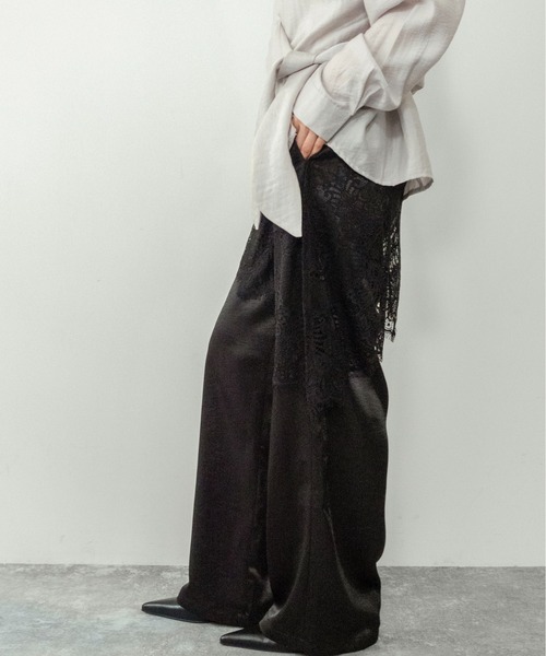 on:nue（オンニュ）の「【on:nue】[着用動画あり！/2色展開/2サイズ展開] サテンレースラップパンツ/2026 SS COLLECTION（その他パンツ・レディース・ブラック/アイボリー・MEDIUM/SMALL）」の20枚目の写真